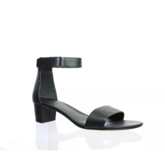 VINCE Raine Black Leather Ankle Strap City Sandals Open Toe Heels Lizard… - Picture 1 of 14